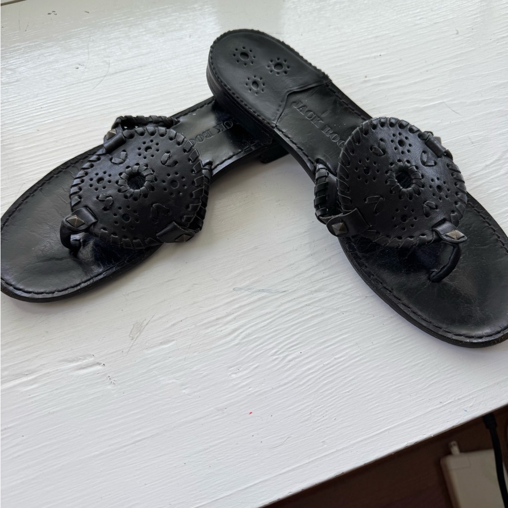 Black Leather Women's Sandals